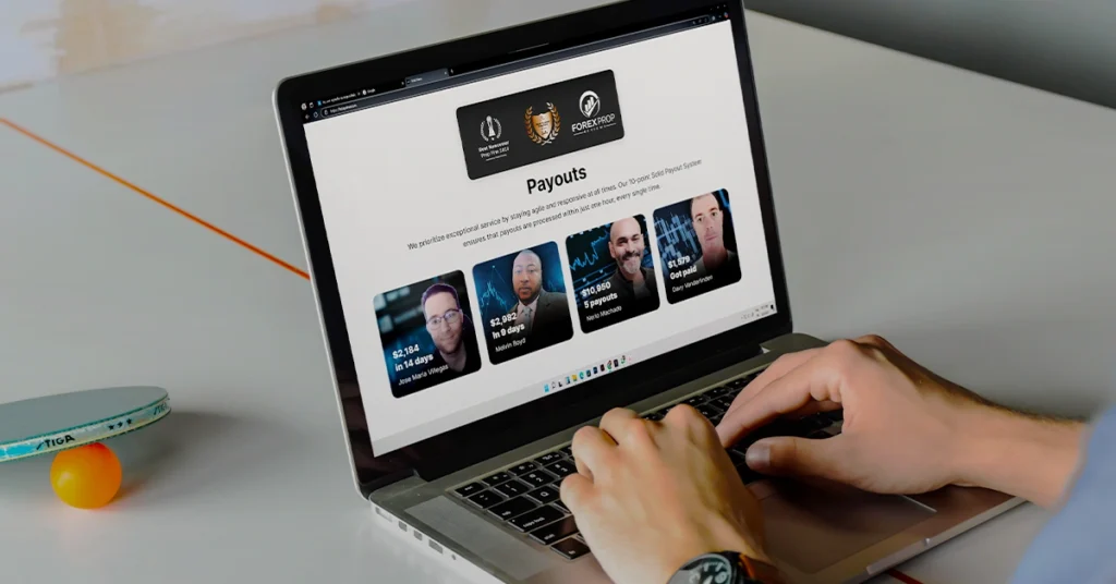 User viewing Forex prop firm payouts on trading platform, highlighting best prop firms for funded traders.